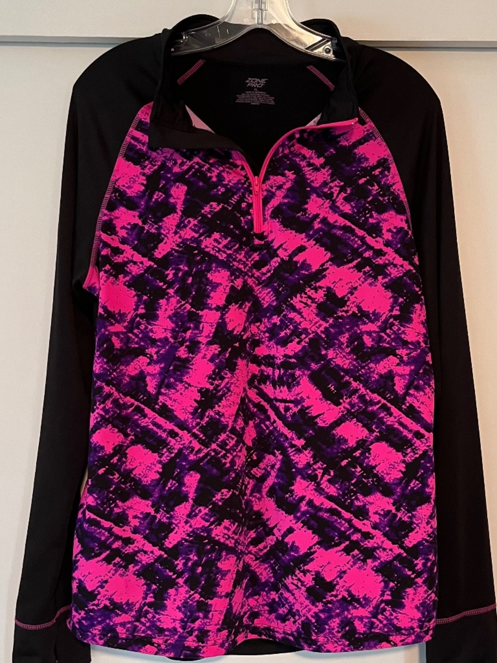 Zone Pro XL Pink Black 1/4 Zip Athletic Pullover Activewear Top